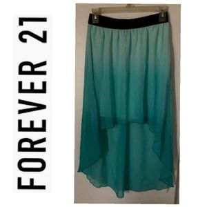 Forever 21 turquoise hi-low skirt, M